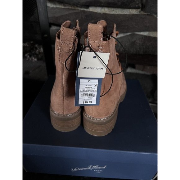 Women's Ophelia Memory Foam Combat Boots Universal Thread Tan Size 7.5 - Picture 5 of 12